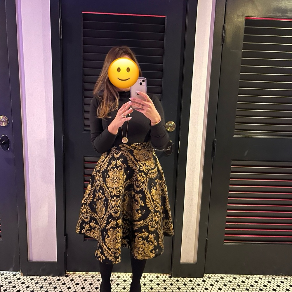 Chicwish Black and Gold A-Line Skirt